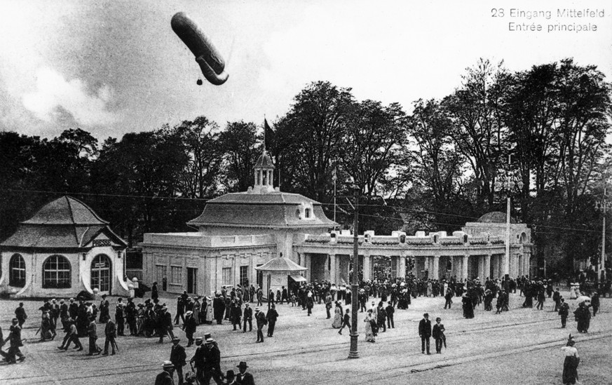 1914: Blick auf das Gelände der 4. Schweizerischen Landesausstellung.&nbsp;