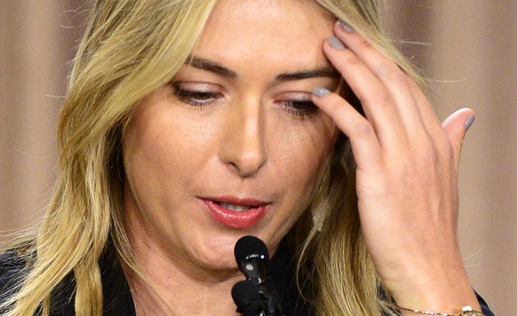 epa05200013 Russian tennis player Maria Sharapova announces that she has tested positive for a banned substance at a press conference at the LA Downtown Hotel in Los Angeles, California, USA, 07 March ...