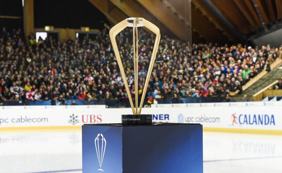 The Spengler Cup Trophy is pictured prior to the final game between Team Canada and Switzerland&#039;s HC Lugano, at the 89th Spengler Cup ice hockey tournament in Davos, Switzerland, on Thursday, Dec ...