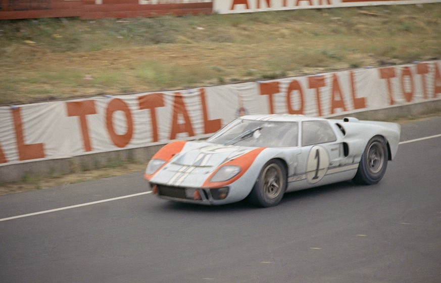 Race car action at Le Mans, June 17, 1966. No. 1: Ford 7-liter; Ken Miles of Hollywood; Dennis Hulme, New Zealand; . (AP Photo)