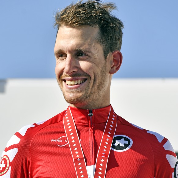Sebastien Reichenbach gewinnt die Rad-Strassen Schweizermeisterschaften in Oberwangen (TG) am Sonntag, 30. Juni 2019. (KEYSTONE/Walter Bieri)
