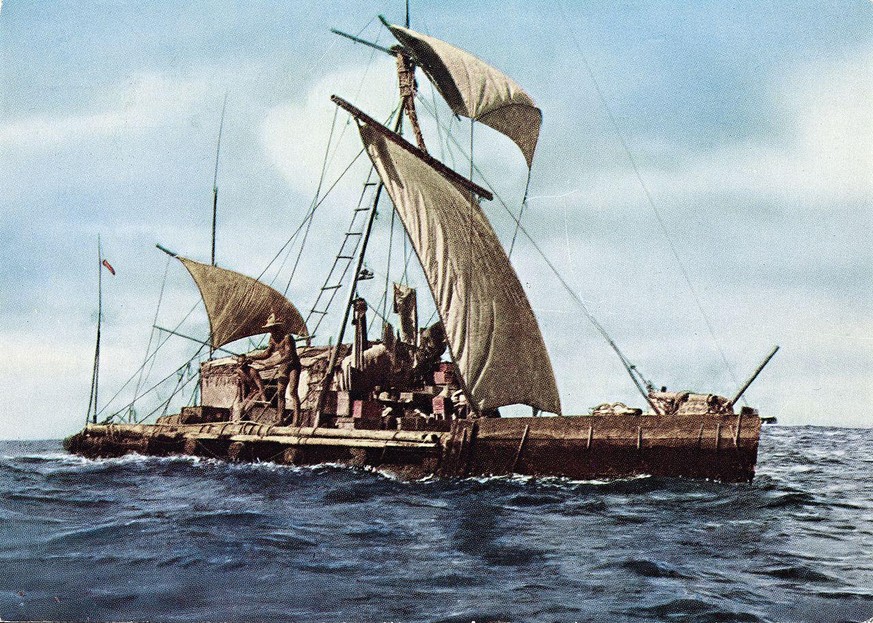 Kon-Tiki 1947
Von Nasjonalbiblioteket from Norway - Expedition Kon-Tiki 1947. Across the Pacific.Uploaded by palnatoke, CC BY 2.0, https://commons.wikimedia.org/w/index.php?curid=26765008