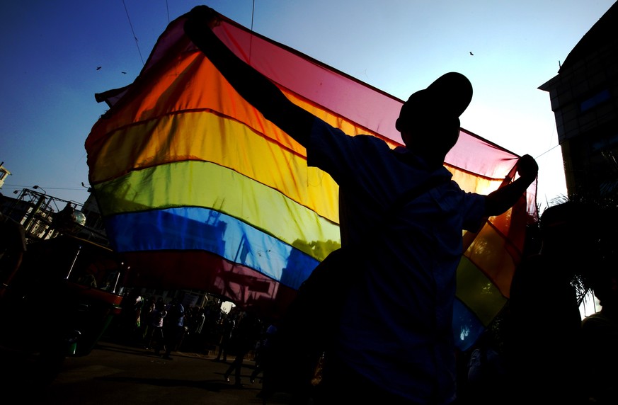 epa07219898 People take part during the Lesbian, Gay, Bisexual, and Transgender initiative (LGBT) pride march in Bangalore, India, 09 December 2018. Hundreds of members of sexual miniorites and their  ...