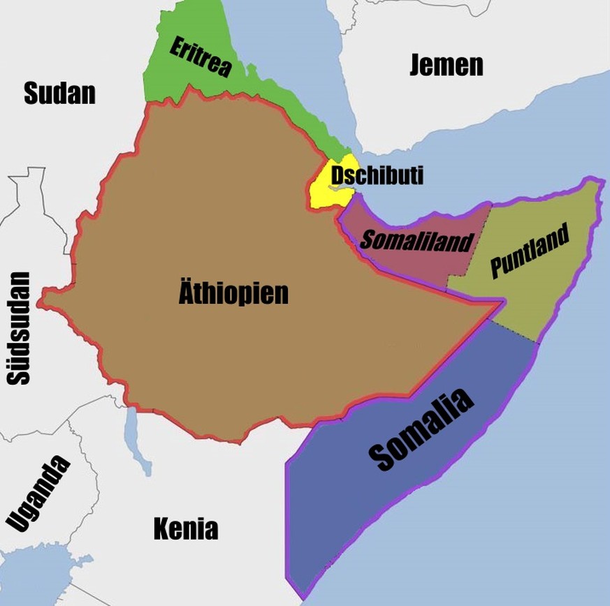 Karte Somalia, Somaliland, Puntland