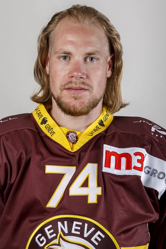 Switzerland&#039;s defender Marco Maurer from Geneve-Servette HC for the season 2019-2020 of the National League Swiss Championship is pictured, during an official photo session, at the ice stadium Le ...