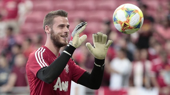 epa07726530 Manchester United&#039;s David de Gea in action during a training session ahead of the International Champions Cup match between Manchester United and Internazionale at the National Stadiu ...