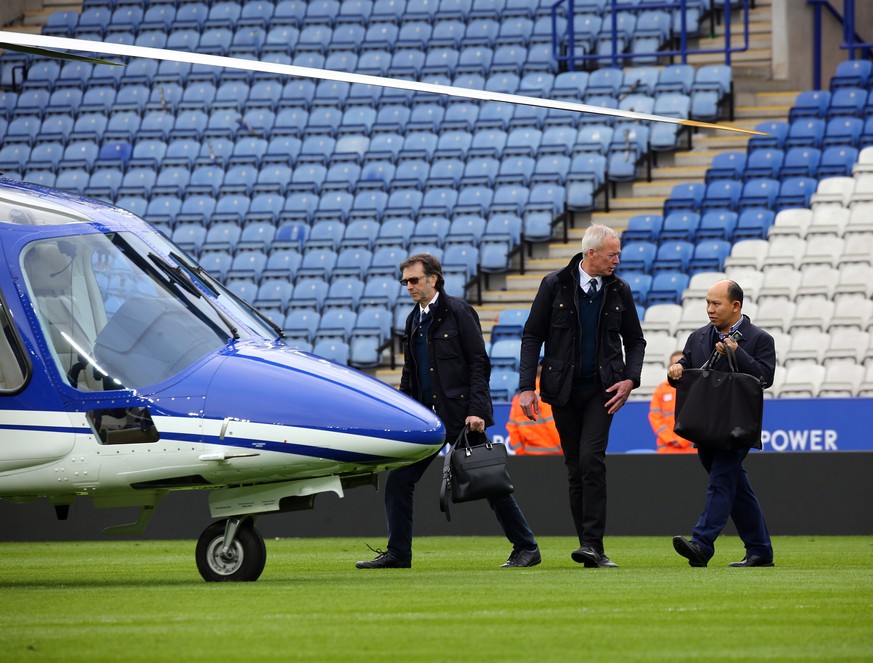 epa07125383 (FILE) - A partial view of the helicopter of Leicester City Chairman Vichai Srivaddhanaprabha (not seen) after the English Premier League soccer match between Leicester City and Southampto ...