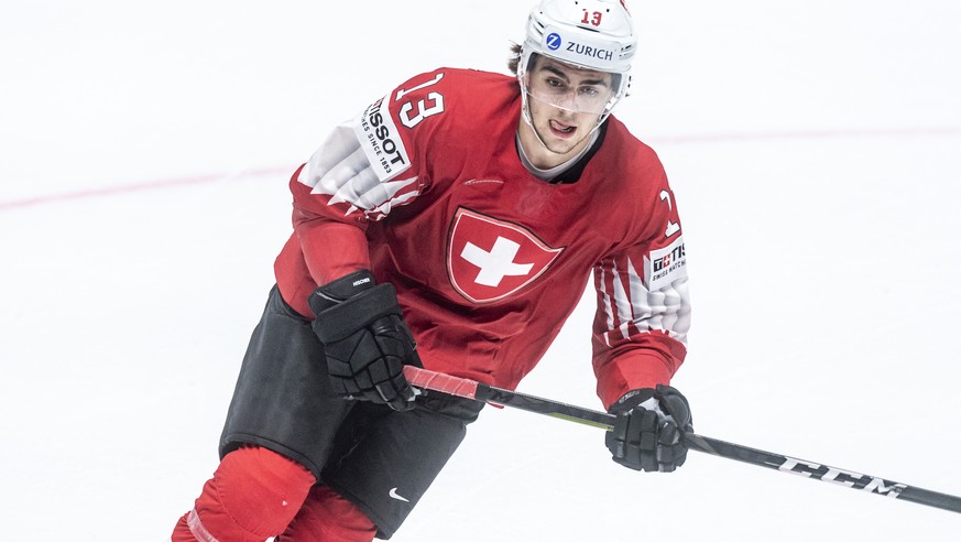 Switzerland&#039;s Nico Hischier during the game between Switzerland and Russia, at the IIHF 2019 World Ice Hockey Championships, at the Ondrej Nepela Arena in Bratislava, Slovakia, on Sunday, May 19, ...