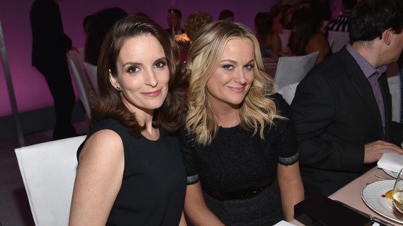 Tina Fey, left, and Amy Poehler attend ELLE&#039;s 21st annual Women In Hollywood Awards at the Four Seasons Hotel on Monday, Oct. 20, 2014, in Los Angeles. (Photo by John Shearer/Invision/AP)