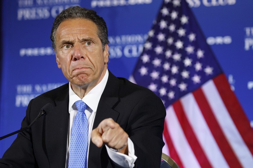 FILE - In this Wednesday, May 27, 2020, file photo, New York Gov. Andrew Cuomo speaks during a news conference, at the National Press Club in Washington. Over his long career, Gov. Cuomo has been know ...