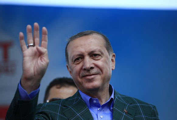 FILE - In this Saturday, April 15, 2017 photo, Turkey&#039;s President Recep Tayyip Erdogan waves to supporters during the last rally ahead of Sunday&#039;s referendum, in Istanbul. Few men can claim  ...