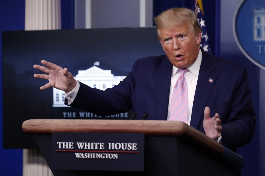 President Donald Trump speaks about the coronavirus in the James Brady Press Briefing Room of the White House, Wednesday, April 1, 2020, in Washington. (AP Photo/Alex Brandon)
Donald Trump