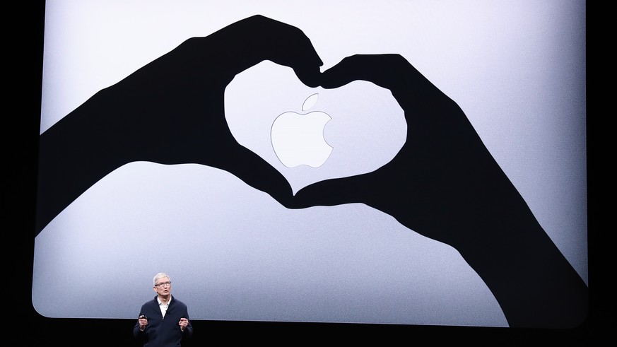 epaselect epa07131299 Apple CEO Tim Cook speaks during an Apple special event at the Howard Gilman Opera House at the Brooklyn Academy of Music before the start of an Apple event in New York, New York ...