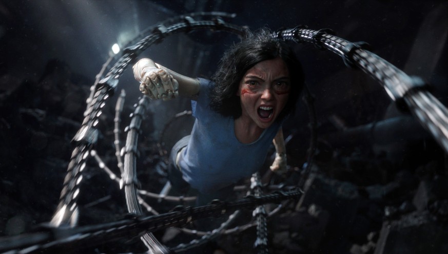 This image released by Twentieth Century Fox shows the character Alita, voiced by Rosa Salazar, in a scene from &quot;Alita: Battle Angel.&quot; (Twentieth Century Fox via AP)