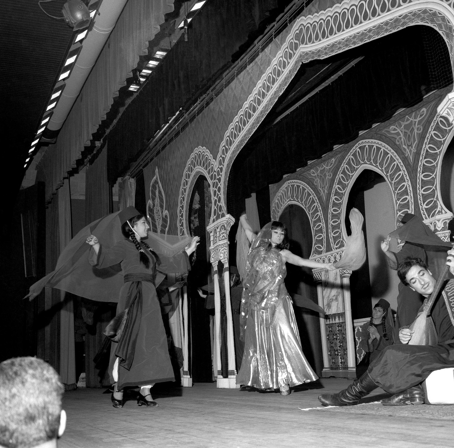 Number one belly dancer in Beirut, the belly dancing capital of the Arab world, is not an Arab but 26-year-old American Jemela Omar of New York City, shown April 2, 1966. She stars in a Lebanese folk  ...