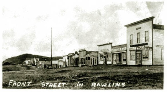 Rawlins, Wyoming, der Heimat- und Sterbeort des Banditen Big Nose George Parrott um 1880.