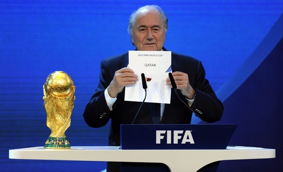 FIFA President Joseph S. Blatter announces that Qatar will be hosting the 2022 Soccer World Cup, on Thursday, December 2, 2010, during the FIFA 2018 and 2022 World Cup Bid Announcement in Zurich, Swit ...
