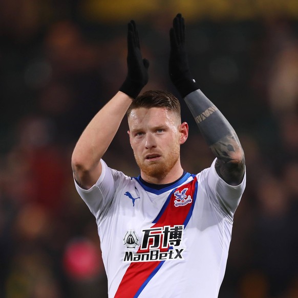 January 1, 2020, Norwich, United Kingdom: Connor Wickham of Crystal Palace seen during the Premier League match between Norwich City and Crystal Palace at Carrow Road in Norwich. Norwich City Vs Cryst ...