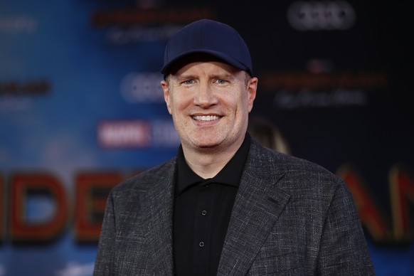 epa07676433 President of Marvel Studios Kevin Feige poses for the photographers on the red carpet prior to the premiere of &#039;Spider-Man: Far From Home&#039; at the TLC Chinese Theater in Hollywood ...