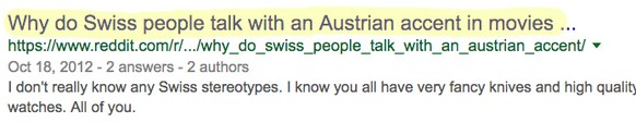 why do swiss people google questions