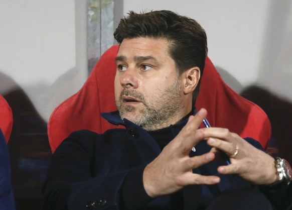 Tottenham&#039;s manager Mauricio Pochettino sits on the bench before the Champions League group B soccer match between Red Star and Tottenham, at the Rajko Mitic Stadium in Belgrade, Serbia, Wednesda ...