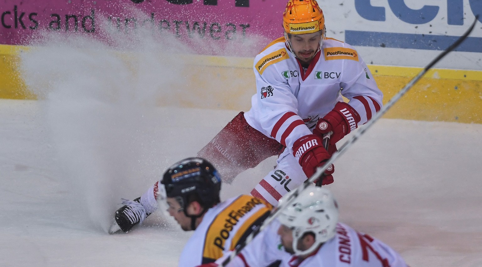 Lausanne&#039;s Top Scorer Denis Malgin in action during the preliminary round game of National League A (NLA) Swiss Championship between HC Ambri Piotta and HC Lausanne at the ice stadium Valascia in ...