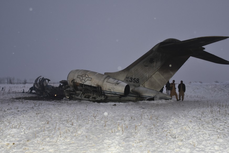 A wreckage of a U.S. military aircraft that crashed in Ghazni province, Afghanistan, is seen Monday, Jan. 27, 2020. The aircraft crashed in Ghazni province on Monday, A U.S. military aircraft crashed  ...