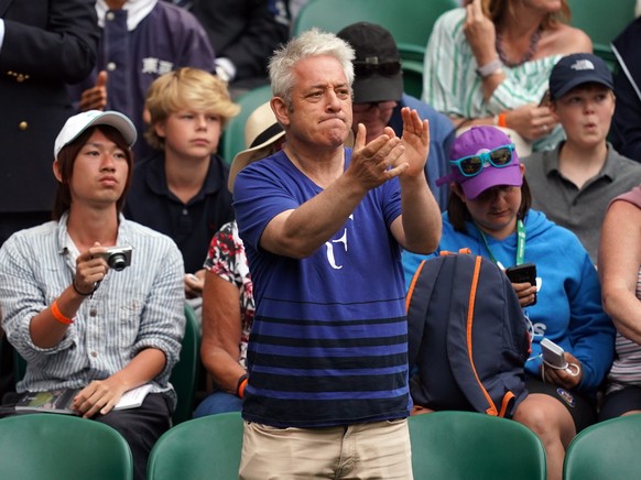 epa07699342 Speaker of the House of Commons John Bercow on Centre Court during the Wimbledon Championships at the All England Lawn Tennis Club, in London, Britain, 06 July 2019. EPA/WILL OLIVER EDITOR ...