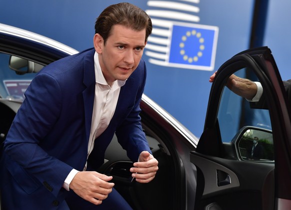 Austria&#039;s Chancellor Sebastian Kurz arrives for an EU summit at the European Council building in Brussels, Sunday, July 19, 2020. Leaders from 27 European Union nations meet face-to-face for a th ...