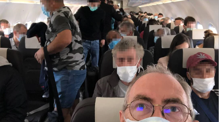 Vollgepackt mit Mundschutzmasken, die das Reisen hygienischer machen - hinein ins Corona-Feeling! Laut Swiss halten sich praktisch alle Passagiere an die Masken-Empfehlung. Pflicht ist der Mundschutz  ...