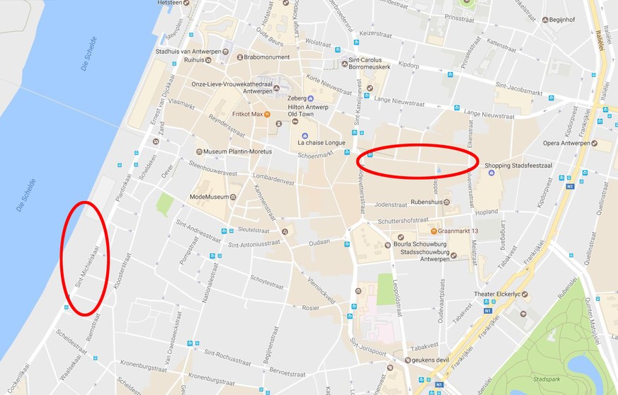 Karte Antwerpen, möglicher Anschlagsversuch