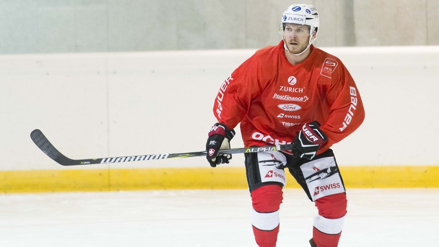 Ice hockey player Christoph Bertschy (Minnesota Wild) during the training of the first prospect camp of the Swiss ice hockey national team, in the PostFinance arena in Bern, Switzerland, Wednesday, Ju ...