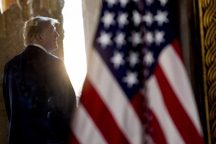 President Donald Trump departs following a Christmas Eve video teleconference with members of the military at his Mar-a-Lago estate in Palm Beach, Fla., Tuesday, Dec. 24, 2019. (AP Photo/Andrew Harnik ...