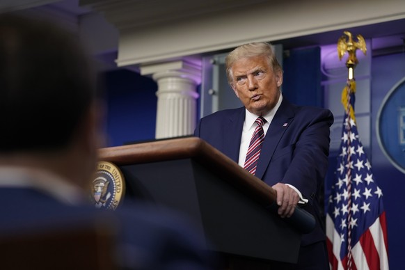 President Donald Trump pauses as he speaks during a news conference at the White House, Sunday, Sept. 27, 2020, in Washington. (AP Photo/Carolyn Kaster)
Donald Trump