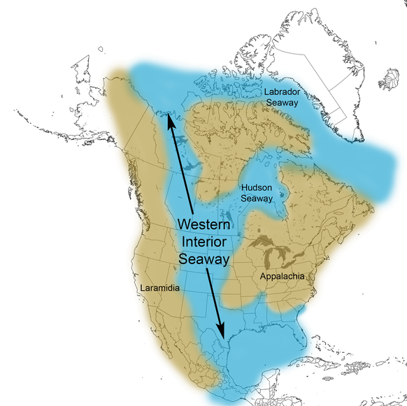 Nordamerika in der Kreidezeit (vor ca. 100 Millionen Jahren)
https://www.cretaceousatlas.org/geology/