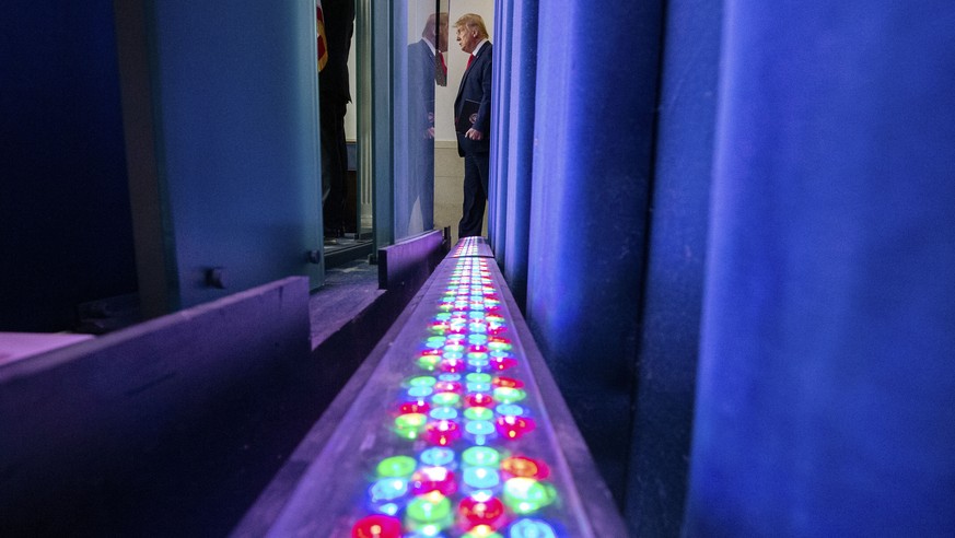 President Donald Trump arrives to speak about the coronavirus in the James Brady Press Briefing Room of the White House, Friday, April 3, 2020, in Washington. (AP Photo/Alex Brandon)
Donald Trump