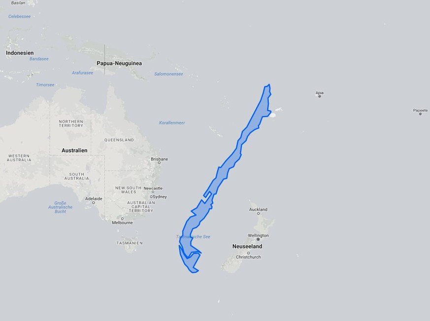 Karte Grössenvergleich Chile - Neuseeland