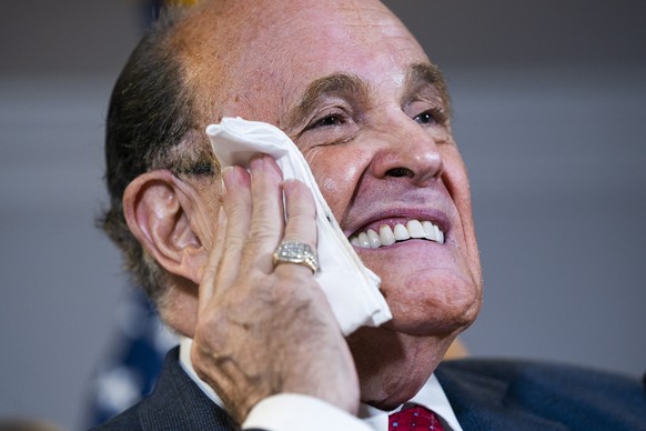 epa08867565 (FILE) - Lawyer to US President Donald J. Trump and former mayor of New York City Rudy Giuliani speaks about the president?s legal challenges to his election loss to President-elect Joe Bi ...