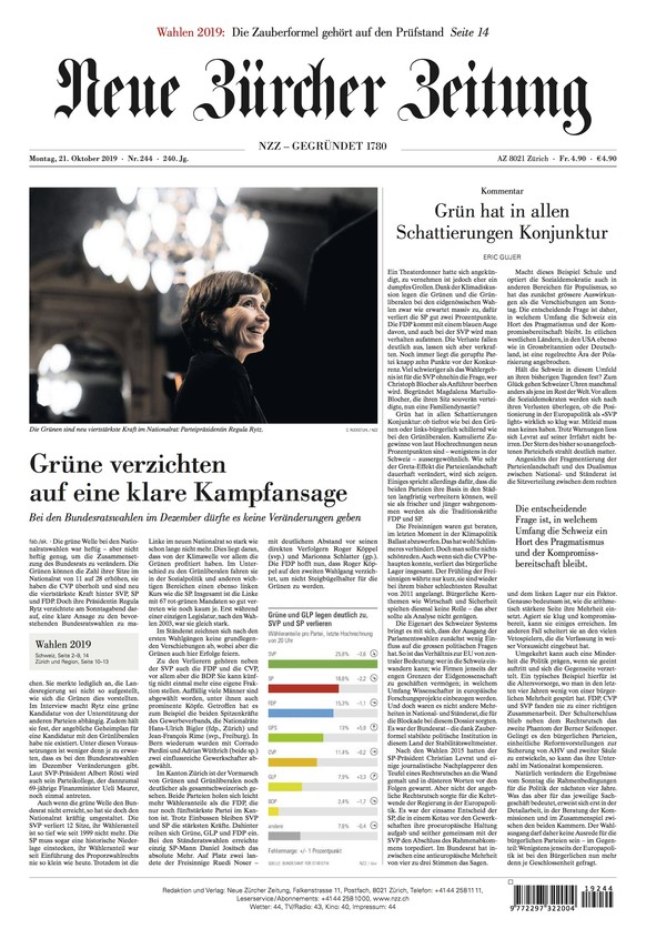 NZZ Cover Wahlsonntag