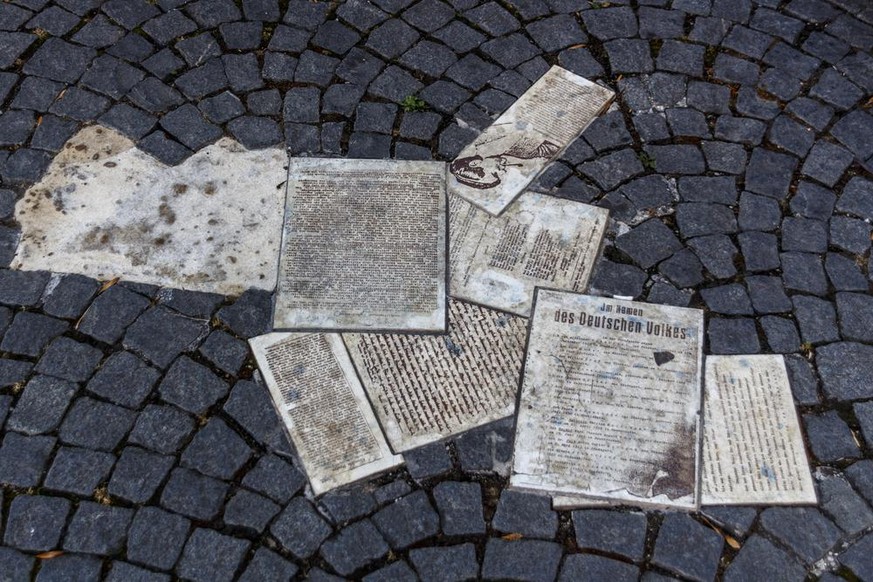 MUNICH, GERMANY - AUGUST 7 2010: Leaflets of the white rose, the monument located in front of the university of Munich