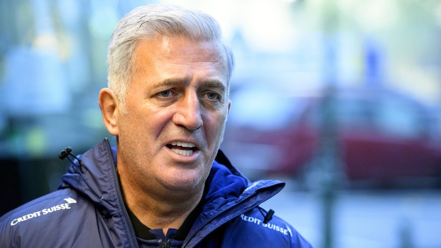 epa08811631 Swiss national soccer team head coach Vladimir Petkovic talks to journalists following a virtual press conference in Brussels, Belgium, 10 November 2020. Switzerland will face Belgium in t ...
