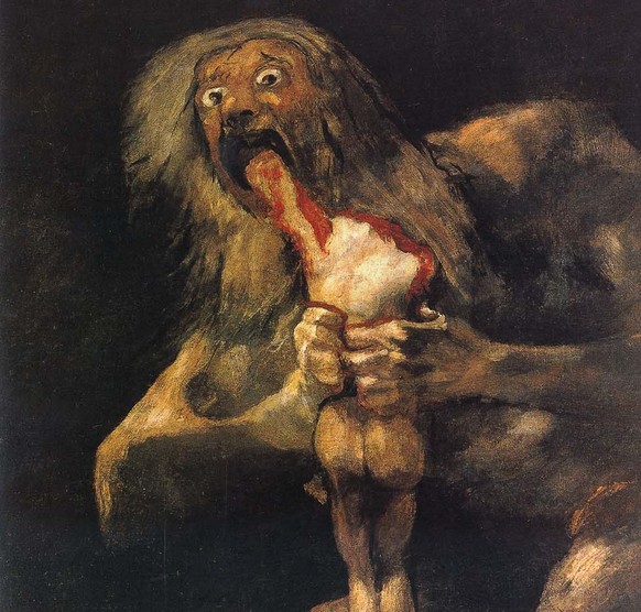 Eines der «pinturas negras» von Francisco de Goya, das im Prado in&nbsp;Madrid hängt, zeigt Kronos (röm. Version Saturn) wie er einen seiner Söhne verschlingt.&nbsp;