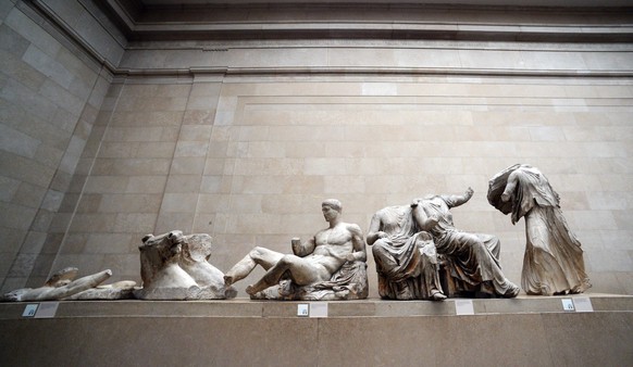 epa04450803 View at a sculpture of &#039;The Parthenon Marbles&#039; collection, also known as the &#039;Elgin Marbles&#039;, at the British Museum in London, Britain, 17 October 2014. Amal Alamuddin- ...