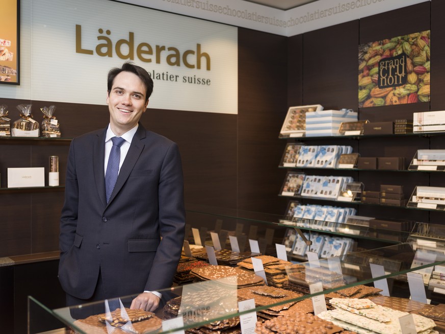 Johannes Laederach, CEO of Laederach Chocolatier Suisse, portrayed in the Laederach store in Glarus, Switzerland, on March 16, 2018. He heads the Glarus family business in the third generation. (KEYST ...