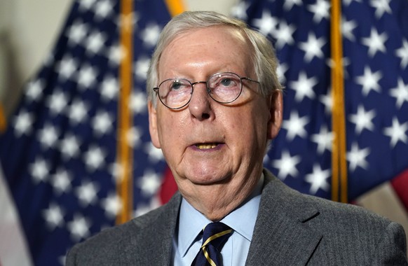 Senate Minority Leader Mitch McConnell of Ky., speaks during a news conference following a Republican policy luncheon on Capitol Hill in Washington, Tuesday, Jan. 26, 2021. (AP Photo/Susan Walsh)
Mitc ...