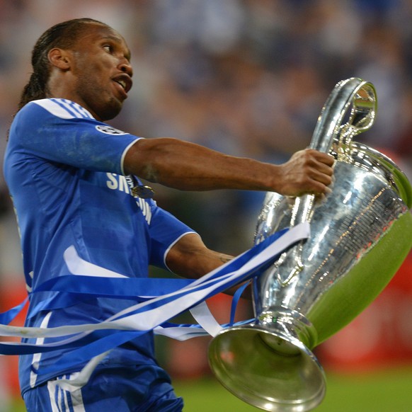 epa04330865 A file picture of Chelsea&#039;s Didier Drogba celebrating after the team won the UEFA Champions League soccer final between FC Bayern Munich and Chelsea FC in Munich, Germany, 19 May 2012 ...