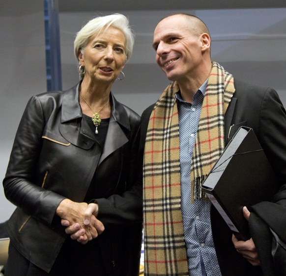 Der griechische Finanzminister Giannis Varoufakis mit IWF-Direktorin Christine Lagard.