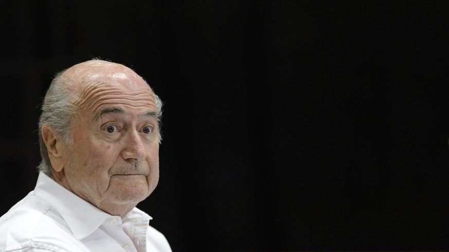 epa08899391 (FILE) - A file picture dated 22 August 2015 shows the then FIFA President, Joseph Blatter during a press conference for the 18th edition of the &#039;Sepp Blatter Football Tournament&#039 ...