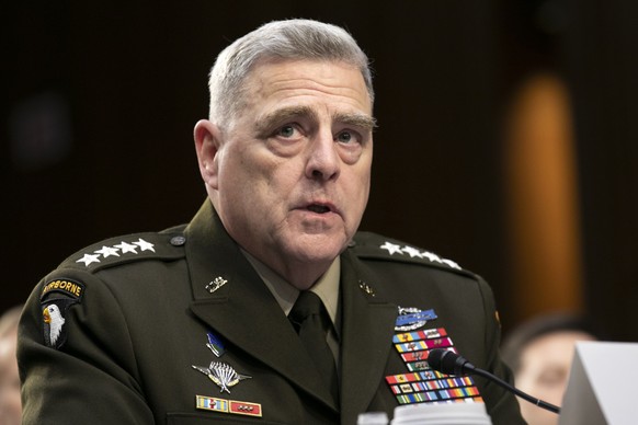 FILE - In this March 4, 2020, file photo, Chairman of the Joint Chiefs of Staff Gen. Mark Milley testifies to Senate Armed Services Committee about the budget on Capitol Hill in Washington. Milley cra ...