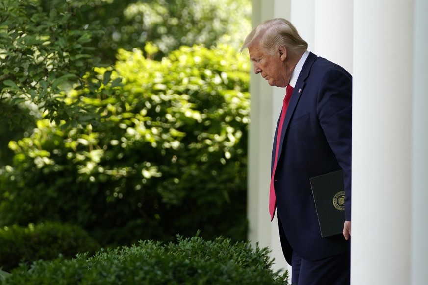 President Donald Trump arrives to speak at an event on protecting seniors with diabetes in the Rose Garden White House, Tuesday, May 26, 2020, in Washington. (AP Photo/Evan Vucci)
Donald Trump